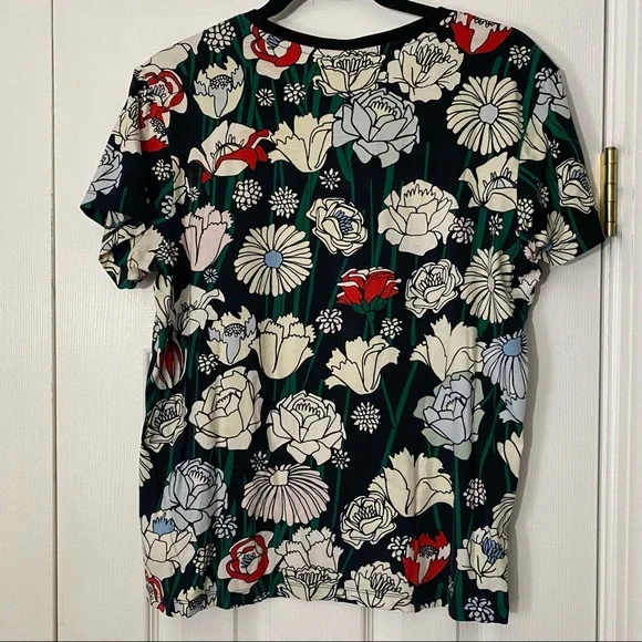 Adidas Trefoil Tee in Black/Multi Floral Print - Picture 6 of 9